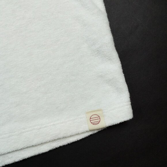 Marine Layer Terry Cloth Stripe Polo Shirt Men's Medium White Green Towel Summer - Picture 5 of 12